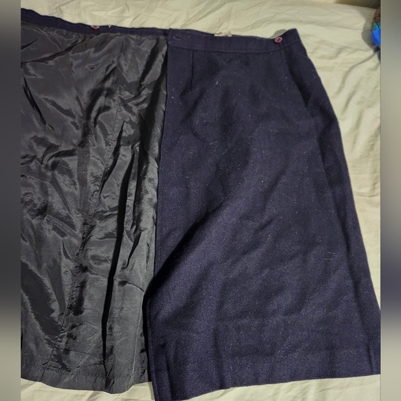 Navy Wool Wrap Skirt - Picture 2 of 2